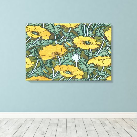 Gele papaver ~ Stretched Canvas afdrukken (Insitu (Houten vloer))