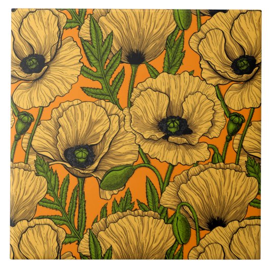 Gele papaver tegeltje (Voorkant)