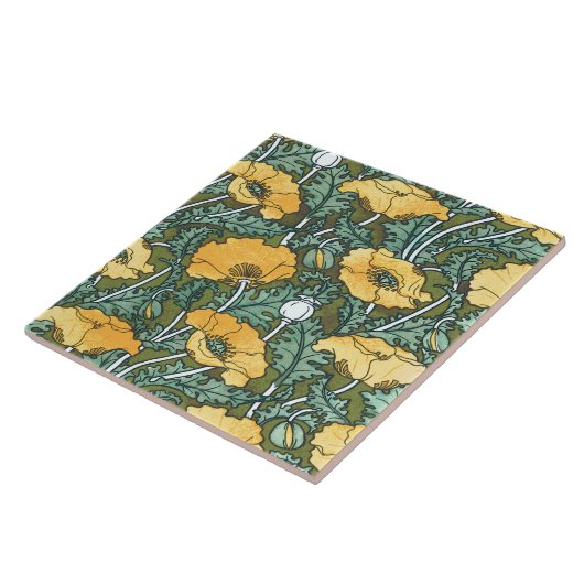 Gele papaver tegeltje (Zijkant)