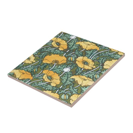 Gele papaver tegeltje (Zijkant)