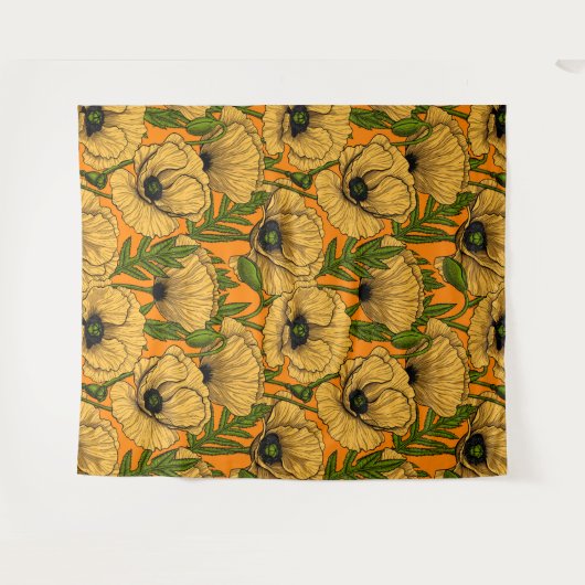 Gele papaver wandkleed (Voorkant (horizontaal))