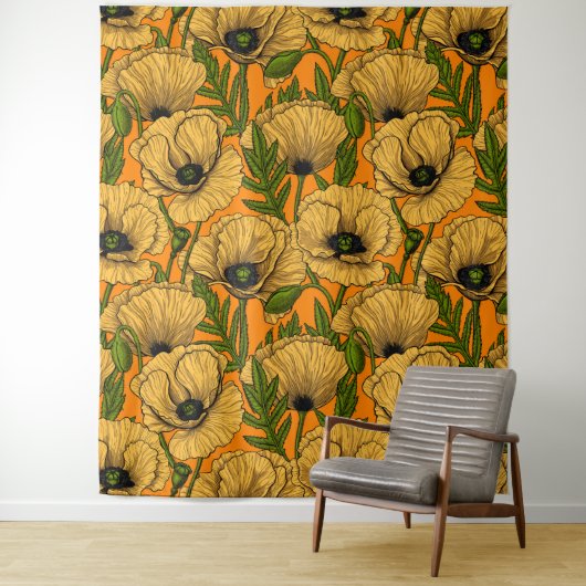 Gele papaver wandkleed (In situ)