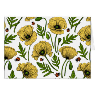 Gele papavers en ladybugs