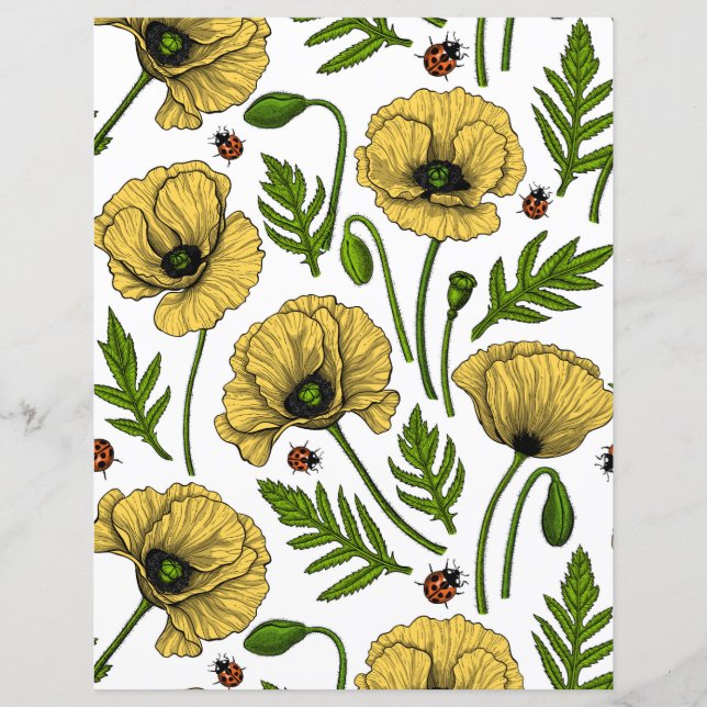 Gele papavers en ladybugs (Voorkant)