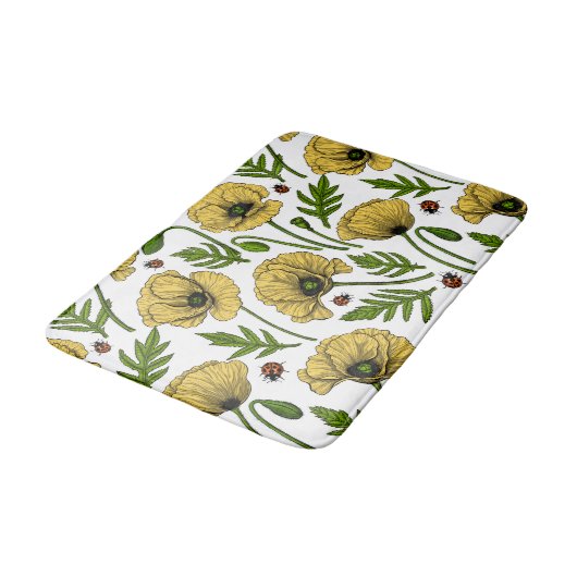 Gele papavers en ladybugs badmat (Gekanteld)