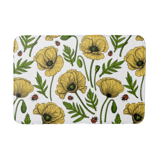 Gele papavers en ladybugs badmat (Voorkant)