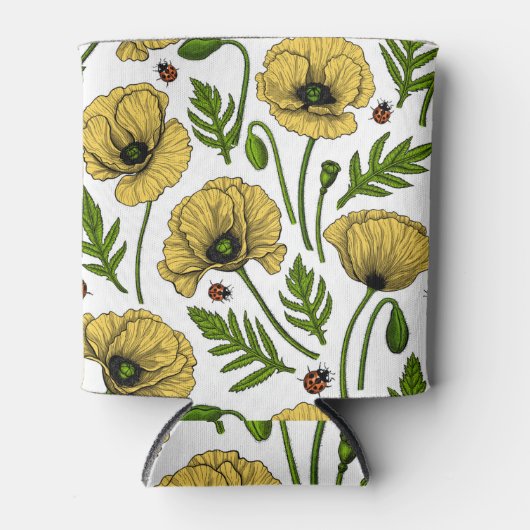 Gele papavers en ladybugs blikjeskoeler (Voorkant)