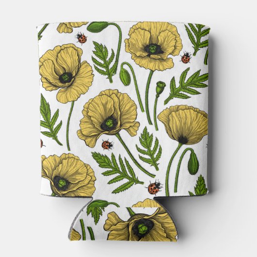Gele papavers en ladybugs blikjeskoeler (Achterkant)