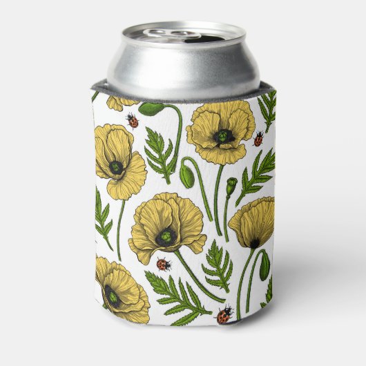 Gele papavers en ladybugs blikjeskoeler (Blikje Achterkant)