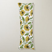 Gele papavers en ladybugs lichaamskussen (Voorkant Verticaal)