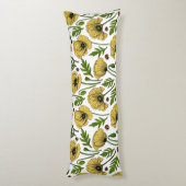 Gele papavers en ladybugs lichaamskussen (Achterkant (Verticaal))