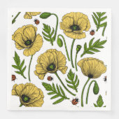 Gele papavers en ladybugs servet (Voorkant)