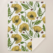 Gele papavers en ladybugs sherpa deken (Voorkant)
