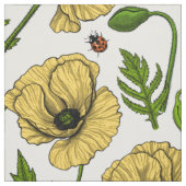 Gele papavers en ladybugs stof (Swatch)