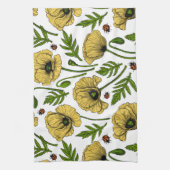 Gele papavers en ladybugs theedoek (Verticaal)