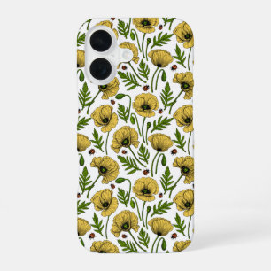 Gele papavers en lieveheersbeestjes iPhone 16 hoesje