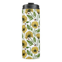 Gele papavers en thermische ladybugs tumbler