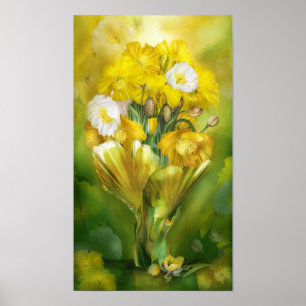 Gele papavers in Poster met papavervase/afdrukken