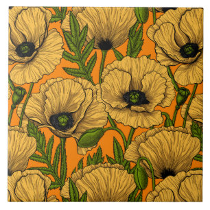 Gele papavers tegeltje