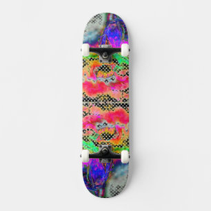 Gele papaverzwarte en witte polkadots skateboard
