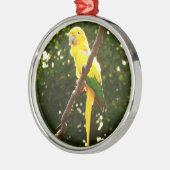 Gele papegaai metalen ornament (Links)