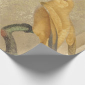 Gele papegaai op Tan en Gold Cadeaupapier (Hoek)