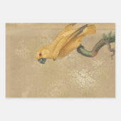 Gele papegaai op Tan en Gold Inpakpapier Vel (Voorkant)