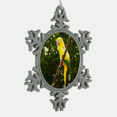 Gele papegaai tin sneeuwvlok ornament (Links)
