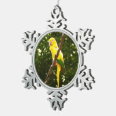 Gele papegaai tin sneeuwvlok ornament (Rechts)