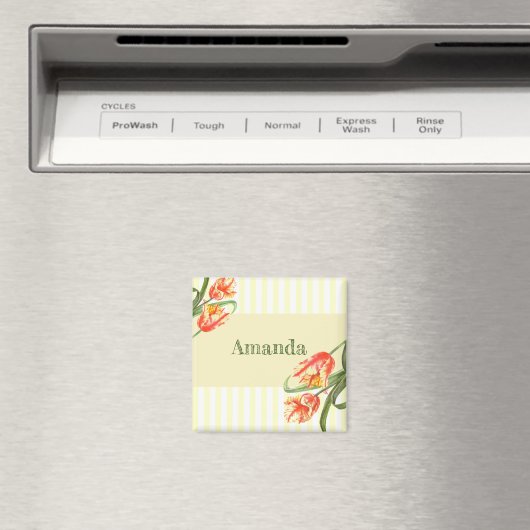 Gele papegaaien met bloemen magneet (Insitu (Vaatwasser))