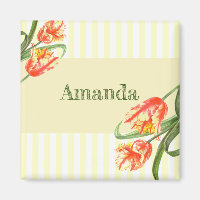 Gele papegaaien met bloemen