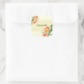 Gele papegaaien met bloemen vierkante sticker (Tas)