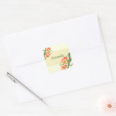 Gele papegaaien met bloemen vierkante sticker (Envelop)