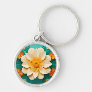 Gele papieren bloem sleutelhanger voor vrouwen cad