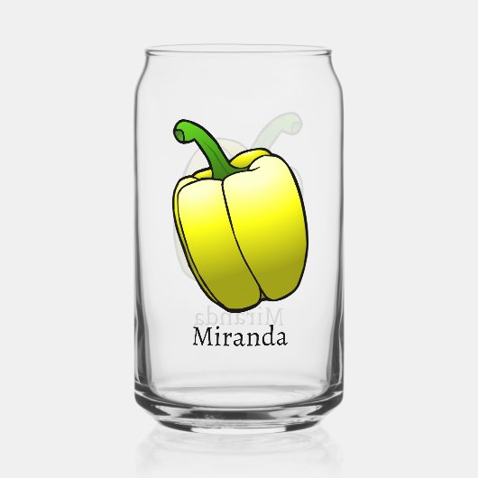 Gele Paprika Blikvorm Glas (Achterkant)