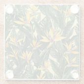 Gele Paradijsvogel bloempatroon Glazen Onderzetter (Achterkant)