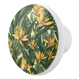 Gele Paradijsvogel bloempatroon Keramische Knop