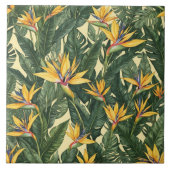 Gele Paradijsvogel bloempatroon Tegeltje (Voorkant)