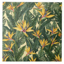 Gele Paradijsvogel bloempatroon