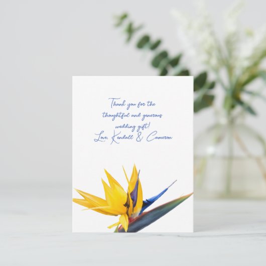 Gele paradijzenbloem Dank je platte Kaart (Staand voorkant)