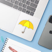 Gele Paraplu Sticker (Laptop met iPhone)