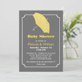 Gele paraplu Stijlvolle Baby shower Uitnodiging (Staand voorkant)