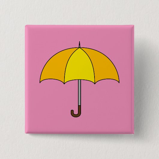 Gele Paraplu Vierkante Button 5,1 Cm (Voorkant)