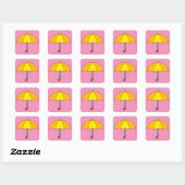 Gele Paraplu Vierkante Sticker (Vel)
