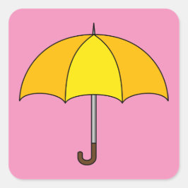Gele Paraplu Vierkante Sticker
