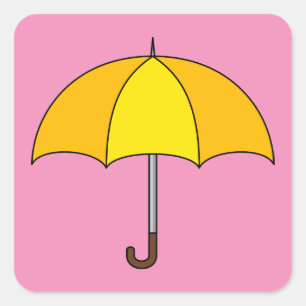 Gele Paraplu Vierkante Sticker