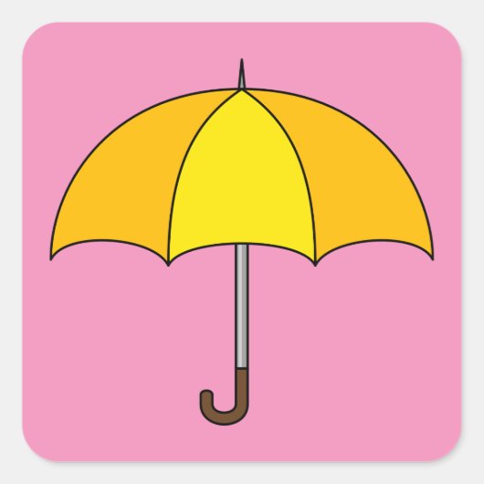 Gele Paraplu Vierkante Sticker (Voorkant)