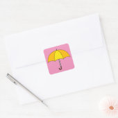 Gele Paraplu Vierkante Sticker (Envelop)