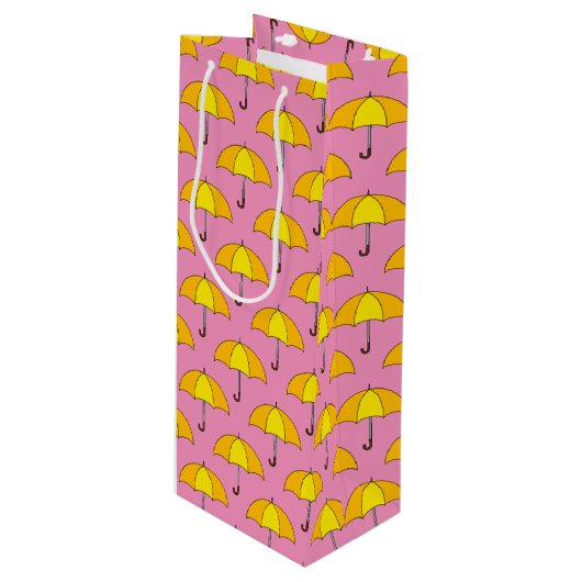 Gele Paraplu Wijn Cadeautas (Voorkant Gekanteld)