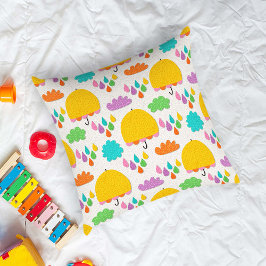 Gele paraplu's met wolken en regendruppels kussen